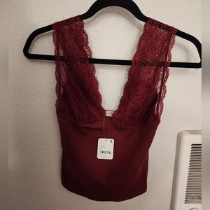 *Brand New* Free People lace camisole Size: XS  Color: burgandy/wine